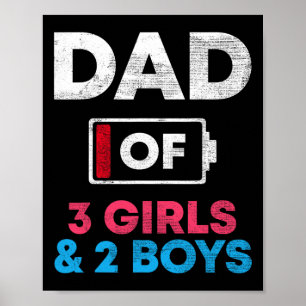 Póster De 3 Chicas y 2 niños con batería baja papá padre3