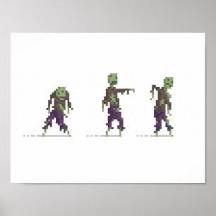 Poster de 8 bits del arte del pixel de los zombis