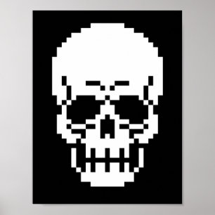 poster de 8 bits del arte del pixel del cráneo