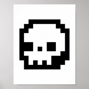Poster de 8 bits del arte del pixel del cráneo