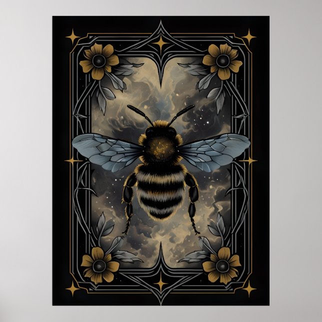 Poster de abejas celestes - Arte de insectos botán (Frente)