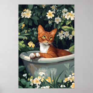 Póster de Abisinio en Bañera, Póster Divertido de