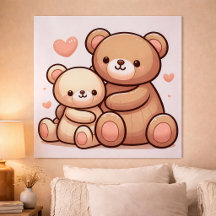 Póster de abrazo de oso de peluche Kawaii