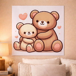 Póster de abrazo de oso de peluche Kawaii