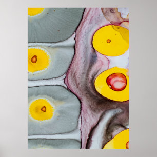 Póster de abstracción rosa, amarillo y gris