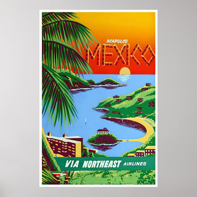 Póster de Acapulco México Arte de Pared Impresión  (Frente)