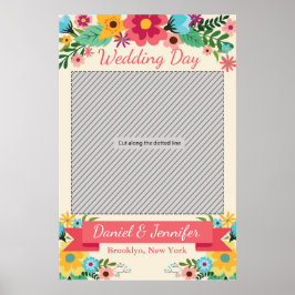 Póster de accesorios para fiesta de bodas para cab