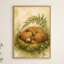 Póster de Acuarela Caprichosa del Cachorro de Oso