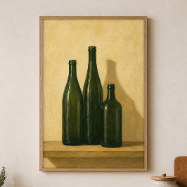 Póster de acuarela Cottagecore Trio de Botella Ver