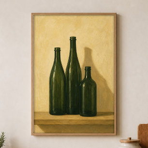 Póster de acuarela Cottagecore Trio de Botella Ver