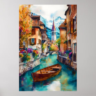 Póster de Acuarela de Annecy Parque Nacional de Es