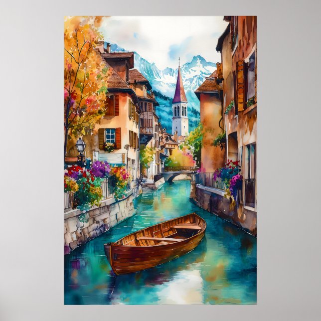 Póster de Acuarela de Annecy Parque Nacional de Es (Frente)