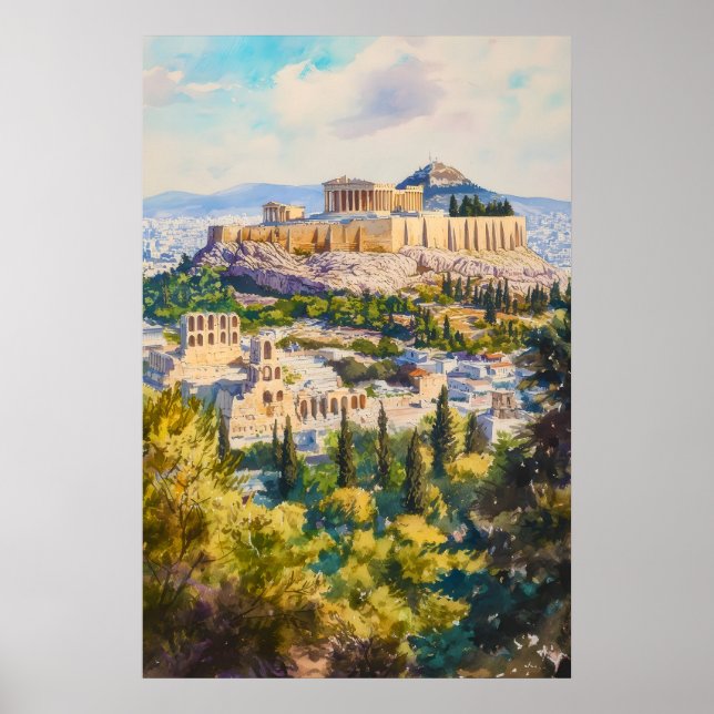 Póster de acuarela de Atenas Parque Nacional de es (Frente)