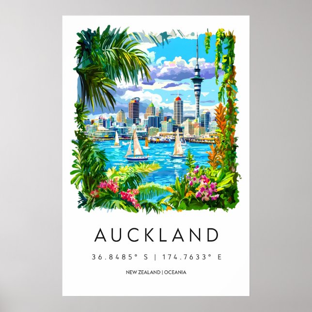 Póster de acuarela de Auckland Parque Nacional de  (Frente)