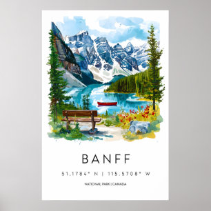 Póster de acuarela de Banff Impresión de viaje de