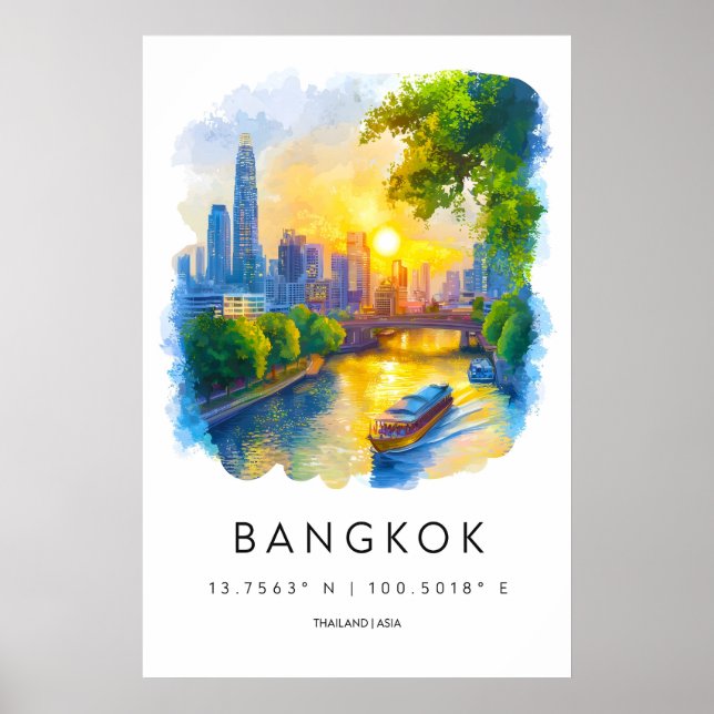 Póster de acuarela de Bangkok Acuarela 2 (Frente)