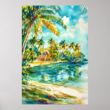 Póster de acuarela de Belice Acuarela 2
