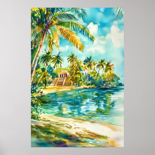 Póster de acuarela de Belice Acuarela 2 (Frente)