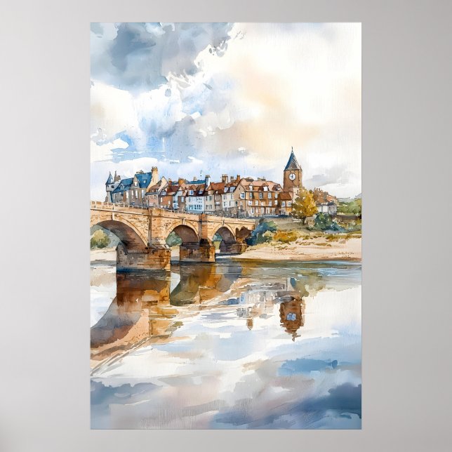 Póster de acuarela de Berwick Arte de pared Berwic (Frente)