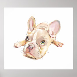 Póster de acuarela de Bulldog Francés, Arte de par