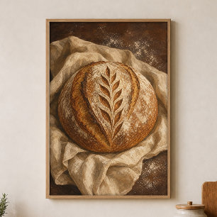 Póster de acuarela de domingo de masa madre estilo