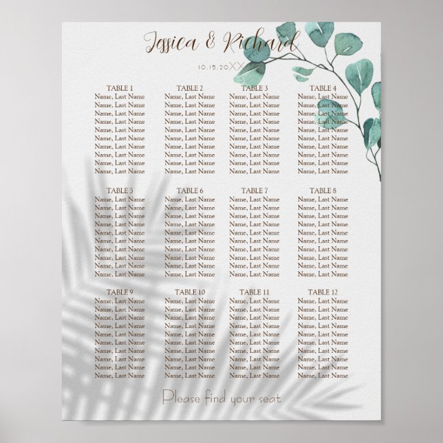 Póster de acuarela de eucalipto (Frente)