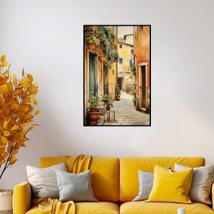 Poster de acuarela de la Toscana, arte mural itali