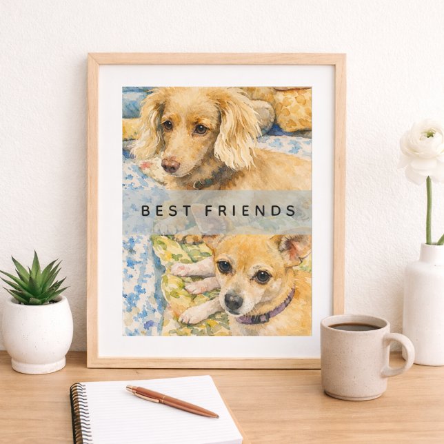 Póster de acuarela de perros lindos mejores amigos (Subido por el creador)