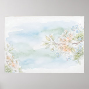 Póster de Acuarela de Rama de Flor de Primavera Pa