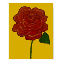 Póster de Acuarela de Rosa Roja Festiva y Amarilla