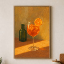 Póster de acuarela de Spritz en la hora dorada