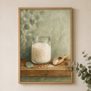 Póster de Acuarela de Tarro de Sales de Baño y Cuc