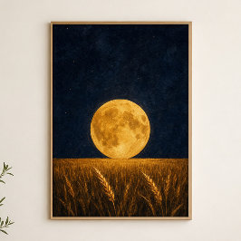 Póster de Acuarela del Campo de Trigo de la Luna L
