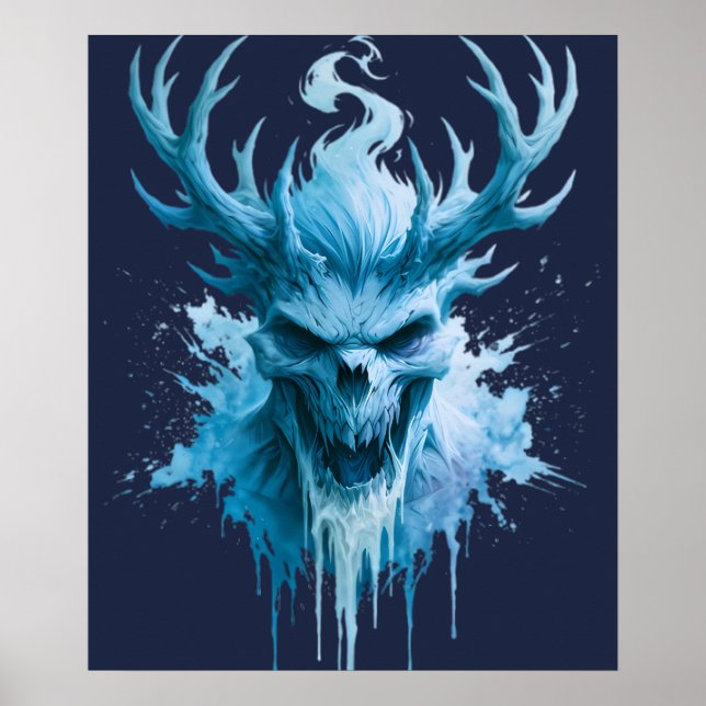 Póster de Acuarela del Demonio de Hielo (Frente)
