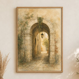 Póster de Acuarela del Pasaje de la Arcada de Pied