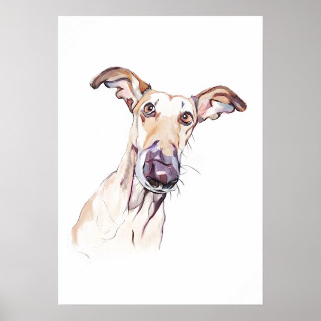 Póster de Acuarela Greyhound, Arte de Pared para A (Frente)