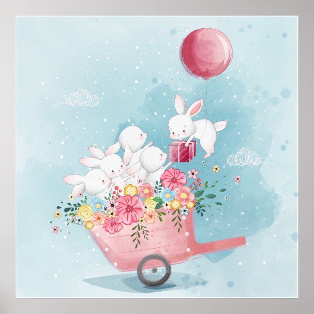 Póster de adorables conejitos bebés (Frente)