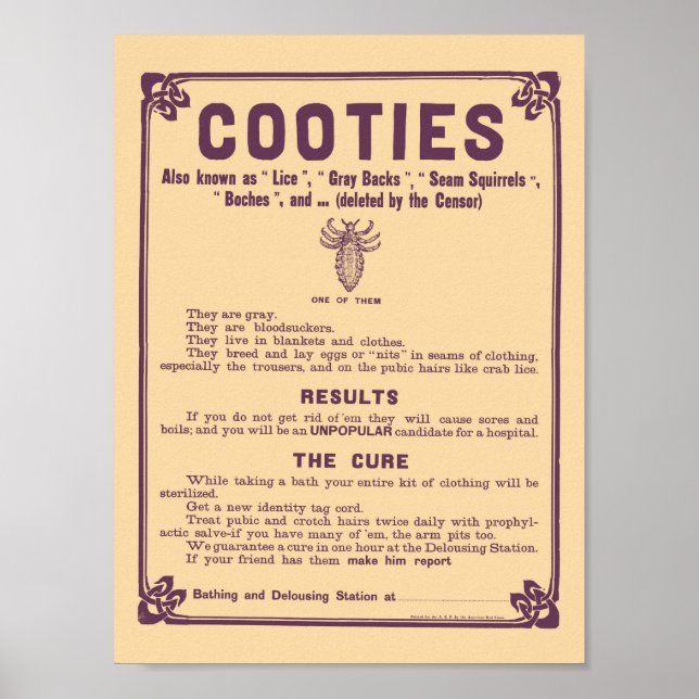 Poster de advertencia Cootie - Impresión médica de (Frente)