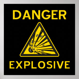 Póster de advertencia explosiva