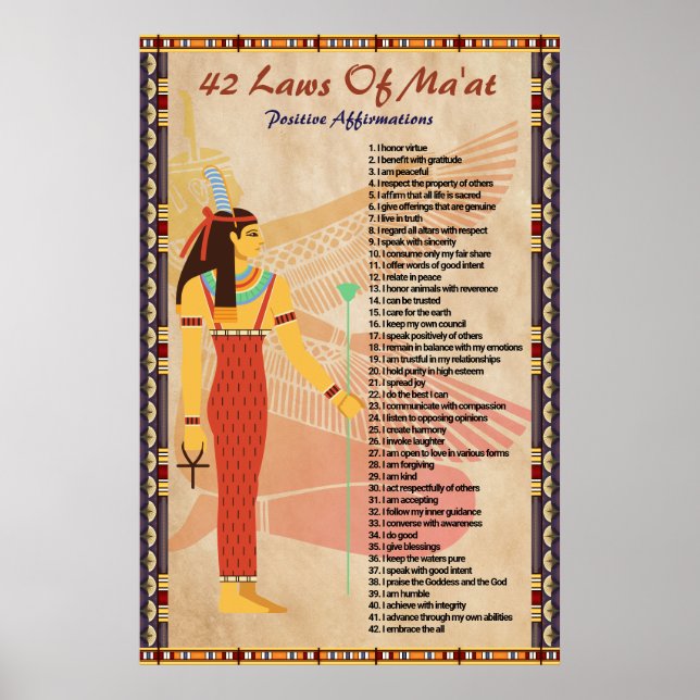 Póster de Afirmaciones Positivas - 42 Leyes de Ma' (Frente)