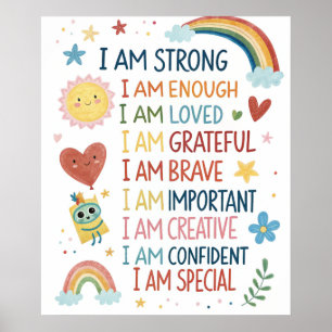 Póster de Afirmaciones Positivas Arcoíris para Niñ