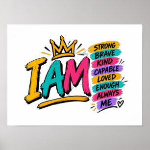 Póster de Afirmaciones Yo Soy Arte Motivacional de
