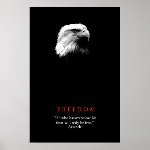 Póster de águila calva motivacional de blanco y ne