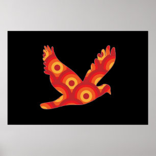 Póster de Águila con Círculos Retro Funky