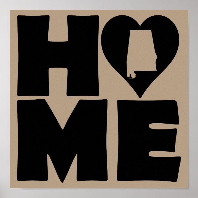 Póster de Alabama Hogar Corazón Estado Señal (Frente)
