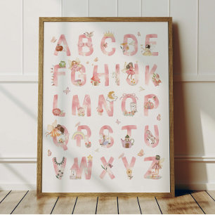 Póster de alfabeto de hadas ABC Decoración de habi
