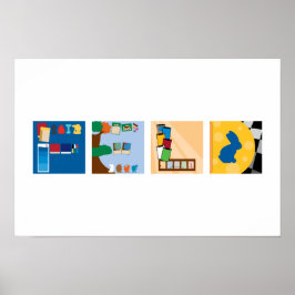 Póster de alfabeto de juego de mesa de 4 letras