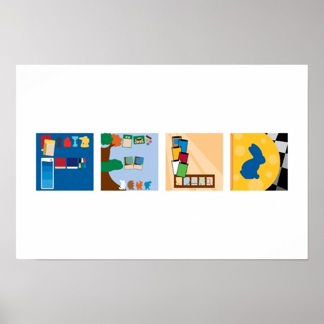 Póster de alfabeto de juego de mesa de 4 letras (Frente)