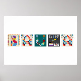 Póster de alfabeto de juego de mesa de 5 letras