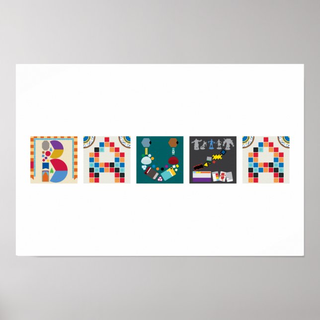 Póster de alfabeto de juego de mesa de 5 letras (Frente)
